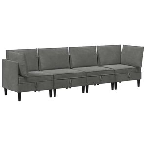 vidaXL Ensemble de meubles pour le salon 4 pcs Gris fonc&eacute; Velours