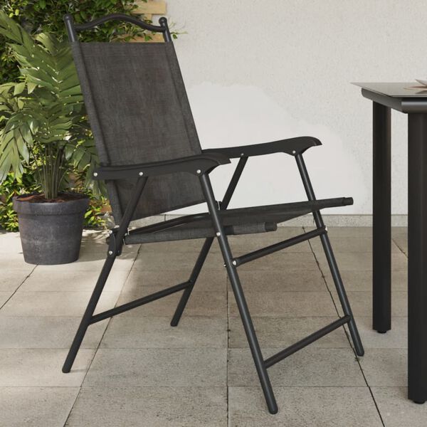 vidaXL Chaises de jardin pliables lot de 2 en acier et textil&egrave;ne