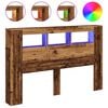 vidaXL T&ecirc;te de lit &agrave; LED vieux bois 160x18,5x103,5cm bois d'ing&eacute;nierie