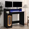 vidaXL Bureau avec lumières LED noir 97x45x90 cm bois d'ingénierie