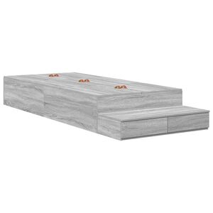 vidaXL Cadre de lit avec rangement Gris Sonoma 90 cm Bois d'ing&eacute;nierie