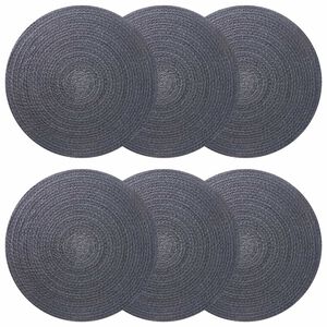 vidaXL Placemets en jute 6 pcs Gris fonc&eacute; &Oslash; 30 cm 100 % jute Tossa