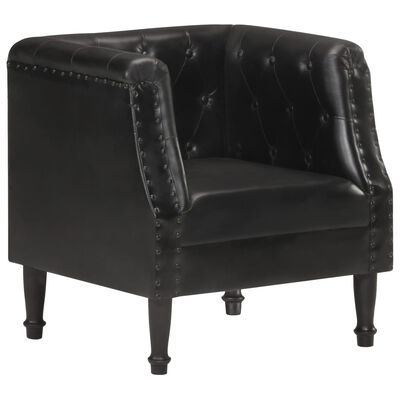 vidaXL Fauteuil Noir Cuir véritable