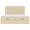 VidaXL Cadre de lit ottoman avec matelas cr&egrave;me 160x200 cm tissu