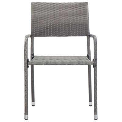 vidaXL Chaise à dîner de jardin empilable lot de 6 gris résine tressée