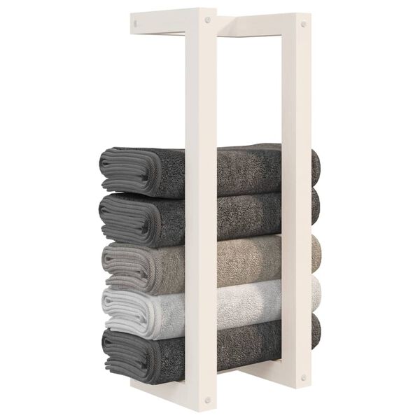 vidaXL Porte-serviette Blanc 23x18x60 cm Bois de pin massif