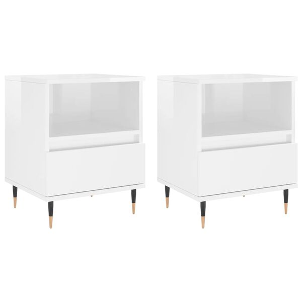 vidaXL Tables de chevet 2 pcs blanc brillant 40x35x50 cm