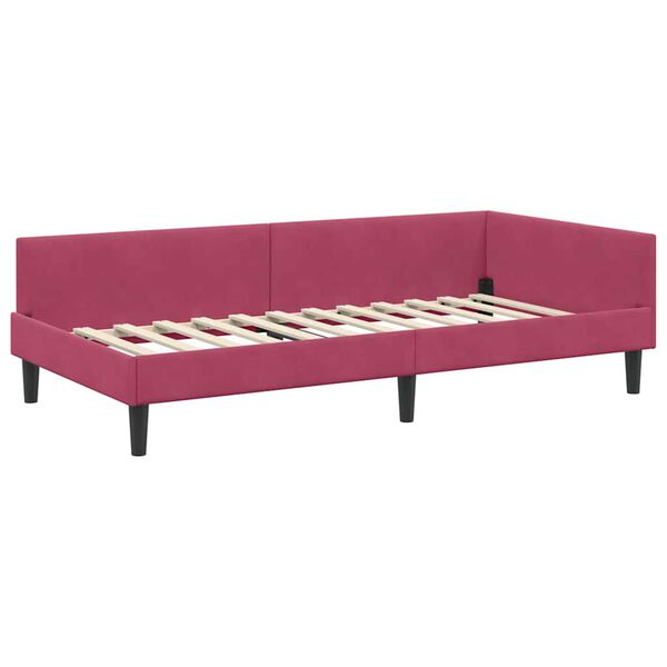 vidaXL Cadre de lit d'angle Bordeaux 90 cm x 190 cm Velours