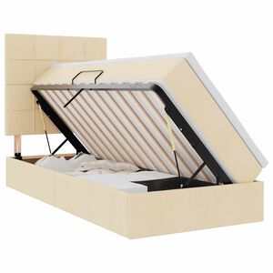 vidaXL Lit avec rangement et matelas Cr&egrave;me 90 x 190 cm Polyester