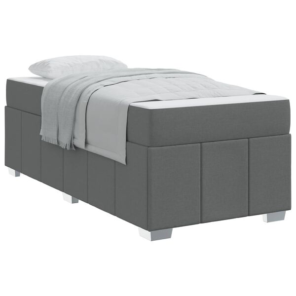 vidaXL Cadre de lit avec matelas Gris fonc&eacute; 90 x 190 cm tissu