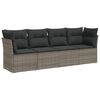 vidaXL Salon de jardin 4 pcs avec coussins gris r&eacute;sine tress&eacute;e