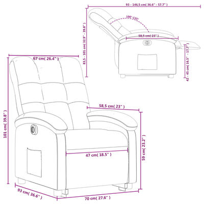 vidaXL Fauteuil inclinable électrique noir tissu