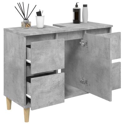 vidaXL Meuble d'évier gris béton 80x33x60 cm bois d'ingénierie