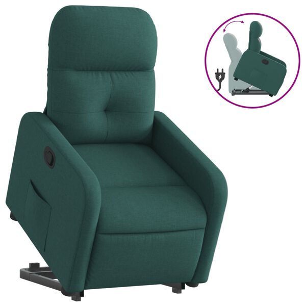vidaXL Fauteuil inclinable vert fonc&eacute; tissu