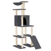 vidaXL Arbre &agrave; chat avec griffoirs en sisal Gris fonc&eacute; 166 cm