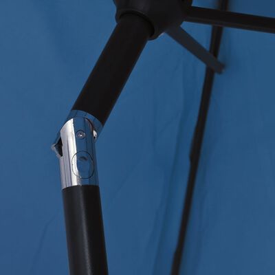 vidaXL Parasol d'extérieur avec lumières LED et mât en acier Azuré