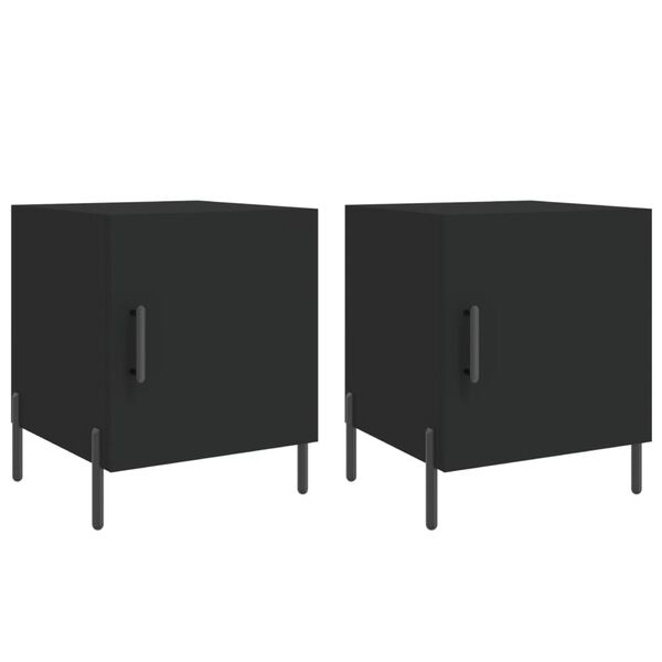 vidaXL Tables de chevet 2 pcs noir 40x40x50 cm bois d&rsquo;ing&eacute;nierie