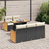 vidaXL Salon de jardin 6 pcs avec coussins noir r&eacute;sine tress&eacute;e acacia