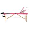 vidaXL Table de massage pliable 3 zones Bois Noir et rose