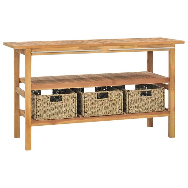 vidaXL Armoire de salle de bain et lavabos en marbre crème Teck massif