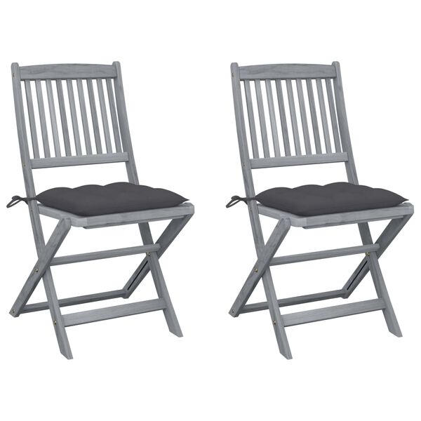 vidaXL Chaises pliables d'ext&eacute;rieur lot de 2 et coussins Bois d'acacia