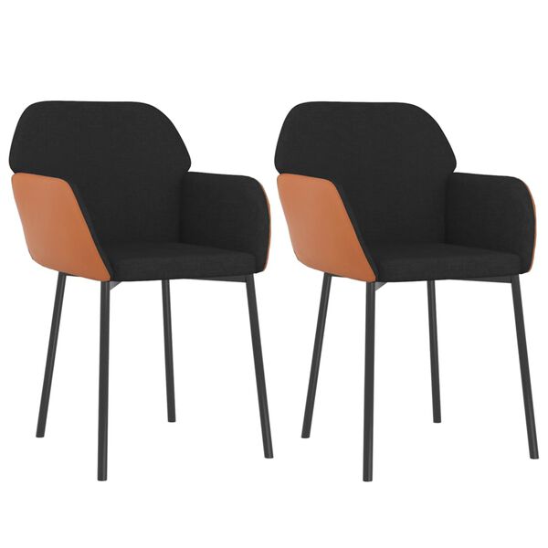 vidaXL Chaises &agrave; manger lot de 2 noir tissu et similicuir