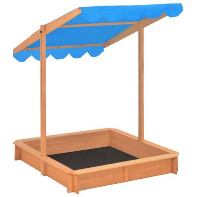 vidaXL Bac à sable avec toit ouvrant Bois de sapin Bleu UV50