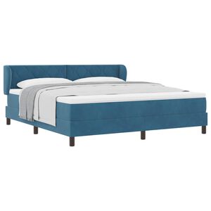 vidaXL Lit &agrave; ressorts avec matelas Bleu fonc&eacute; 180 x 200 cm Velours