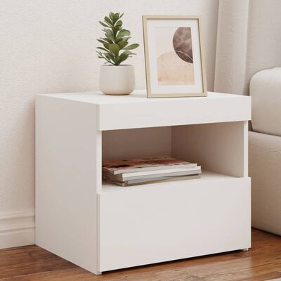 vidaXL Tables de chevet avec lumières LED 2 pcs blanc 50x40x45 cm