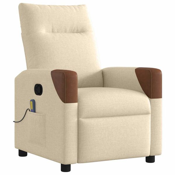 vidaXL Fauteuil de massage inclinable Cr&egrave;me Tissu