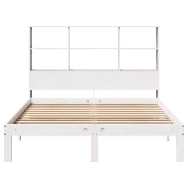 vidaXL Lit biblioth&egrave;que sans matelas blanc 120x190 cm bois pin massif