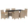 vidaXL Ensemble de salle &agrave; manger pour jardin 7 pc Beige polyrotin