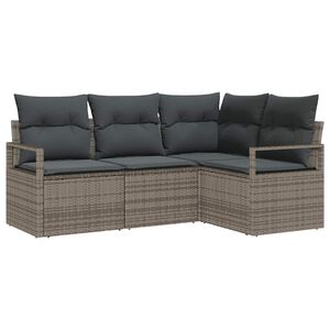vidaXL Ensemble de Canap&eacute;s 4 pc Gris polyrotin