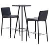 vidaXL Ensemble de bar 3 pcs Similicuir Noir