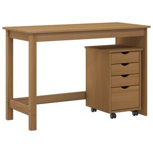 vidaXL Ensemble bureau et armoire 2 pc Brun Miel Bois de pin massif