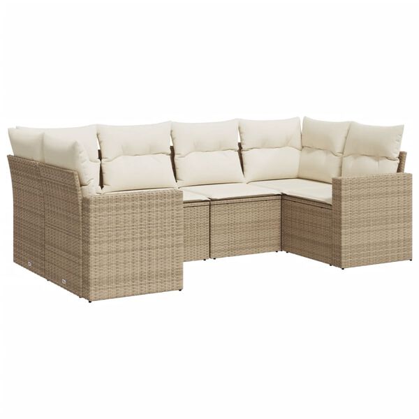 vidaXL Salon de jardin avec coussins 6 pcs beige r&eacute;sine tress&eacute;e