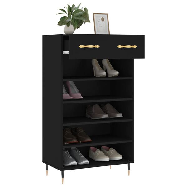 vidaXL Armoire &agrave; chaussures noir 60x35x105 cm bois d'ing&eacute;nierie