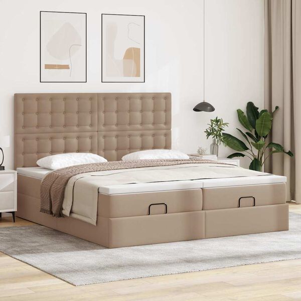 VidaXL Cadre de lit ottoman et matelas cappuccino 160x200cm similicuir