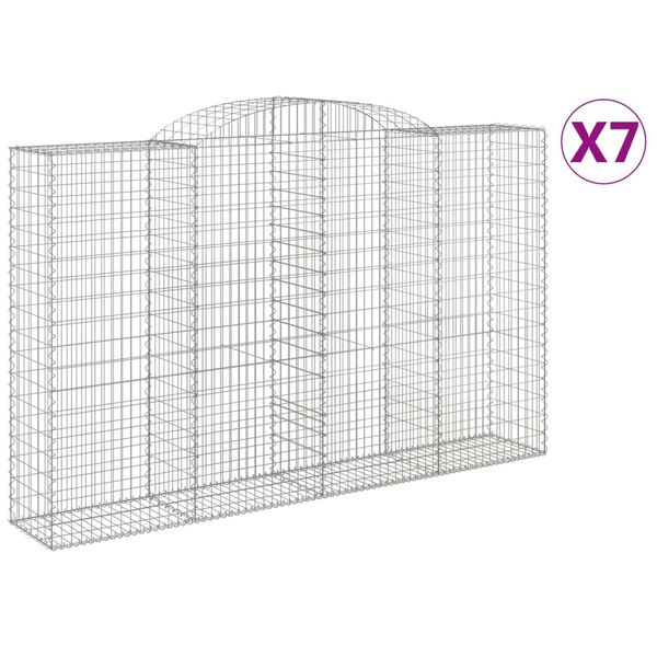 vidaXL Paniers à gabions arqués 7 pcs 300x50x180/200 cm fer galvanisé