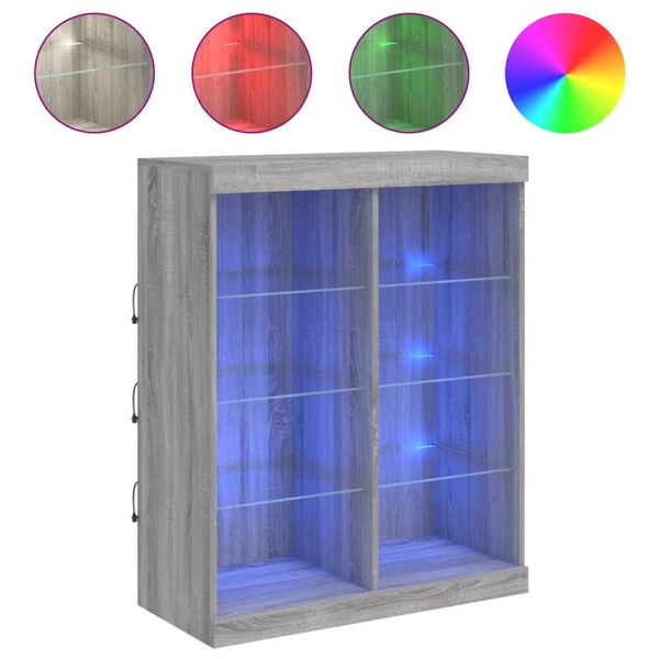 vidaXL Buffet avec lumi&egrave;res LED sonoma gris 81x37x100 cm
