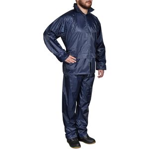 vidaXL Combinaison de pluie avec capuche 2 pcs Hommes Bleu marine XL