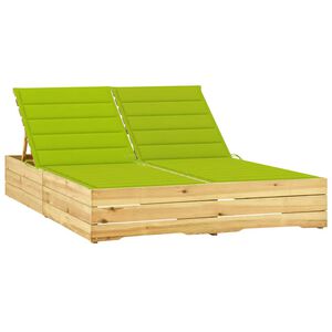 vidaXL Chaise longue double et coussins vert vif Bois de pin impr&eacute;gn&eacute;