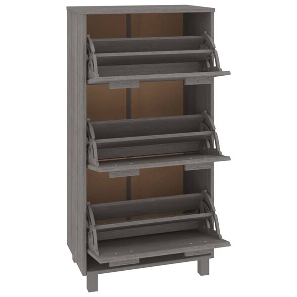 vidaXL Armoire à chaussures HAMAR Gris clair 59,5x35x117 cm Pin massif