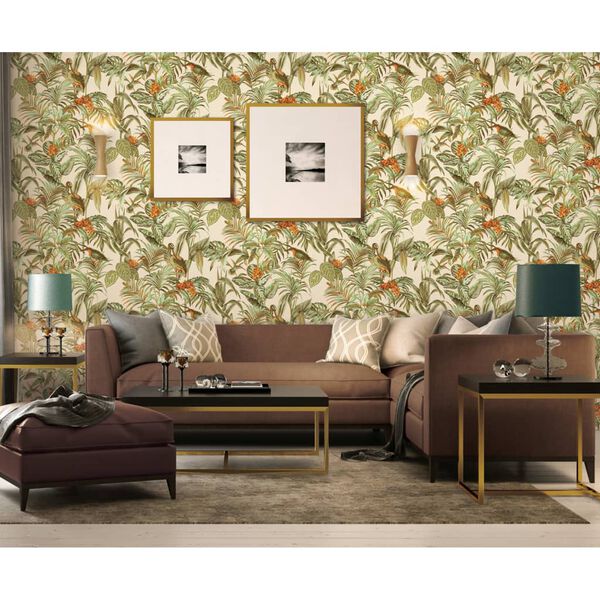 DUTCH WALLCOVERINGS Papier peint Bird-of-Paradise Vert