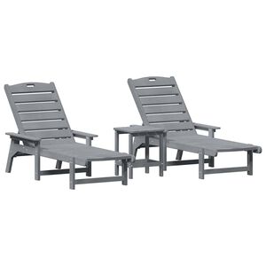vidaXL Transat 3 pc Poly&eacute;thyl&egrave;ne Gris clair