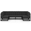 vidaXL Salon de jardin 6 pcs avec coussins Noir Bois de pin massif
