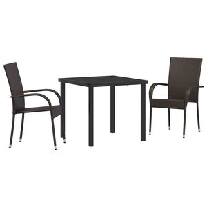 vidaXL Ensemble de salle &agrave; manger pour jardin 3 pcs Noir