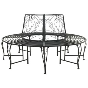vidaXL Banc d'Arbre 8-Nombre de places &Oslash; 160 x 89 cm Acier Noir Rond