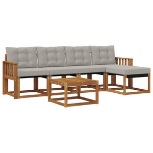 vidaXL Ensemble de canap&eacute;s d'ext&eacute;rieur 6 pcs Gris Naturel et Clair