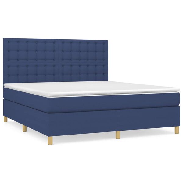 vidaXL Sommier &agrave; lattes de lit avec matelas Bleu 160x200 cm Tissu